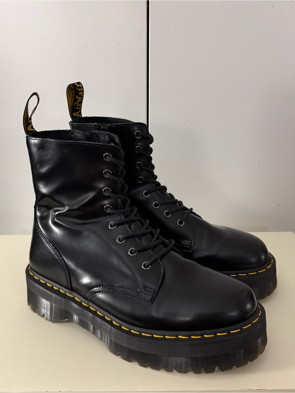 Dr. Martens Jadon Smooth Black Platform Boots Size 11 Men / 12 Women